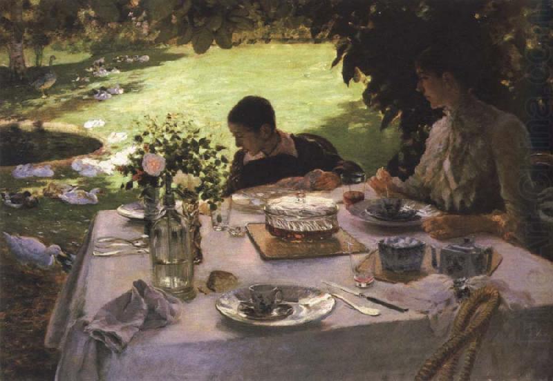Giuseppe de nittis breakfast in the garden china oil painting image